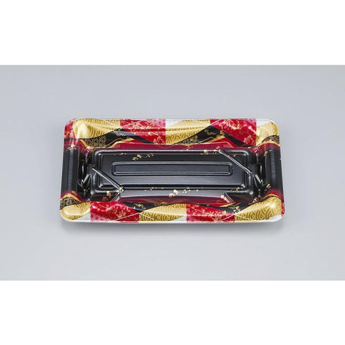 【蓋付き】SF鮨板13(菱紋赤) 【本体50枚・蓋50枚セット】